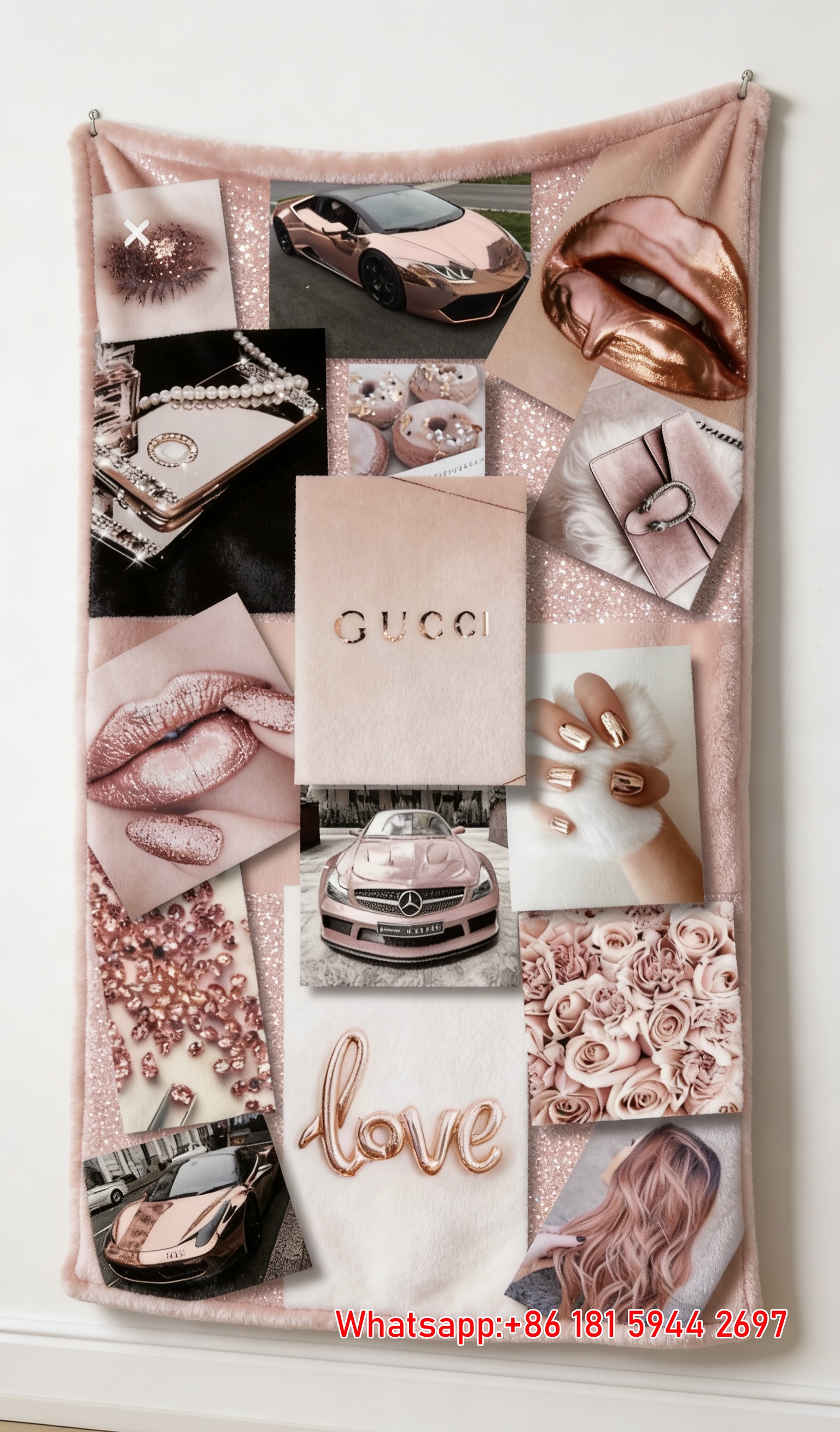 Gucci Rose Gold Aesthetic Tapestry Gucci Pink Glam Throw Blanket IMG_2888